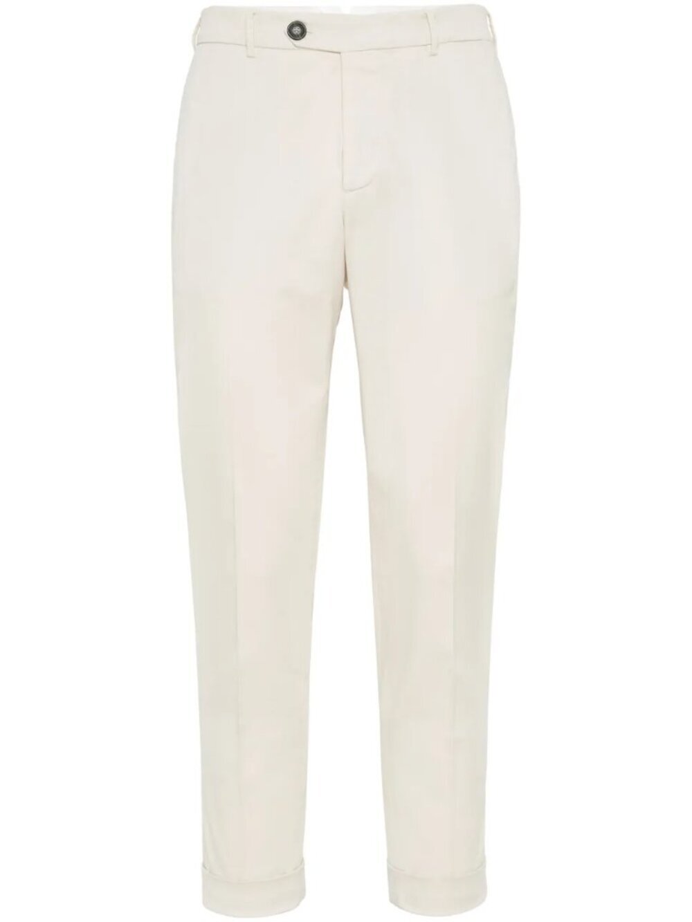 Brunello Cucinelli Straight Leg White Cotton Twill Cropped Trouser Vintage US 6